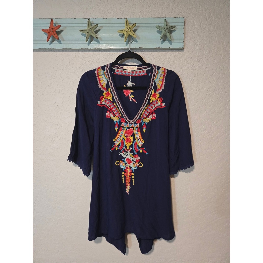 Solitare Blue Embroidered Blouse